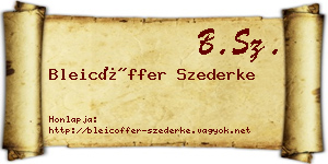 Bleicöffer Szederke névjegykártya